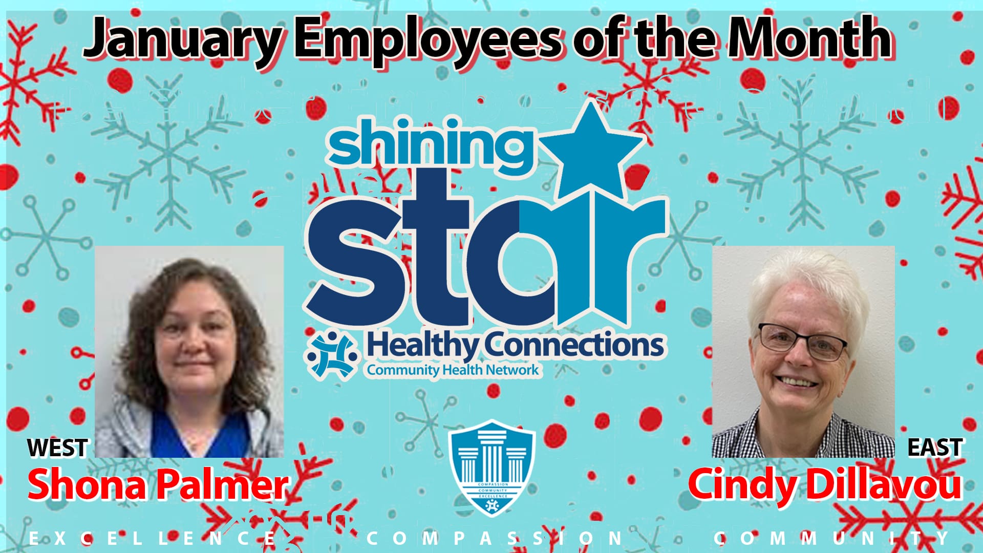The Healthy Connections January 2023 Employees of the Month Shona Palmer (Mena) and Cindy Dillavou (Arkadelphia).