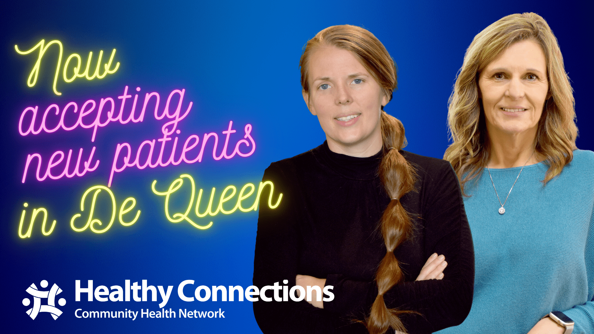 An announcement that providers are now accepting new patients in De Queen.