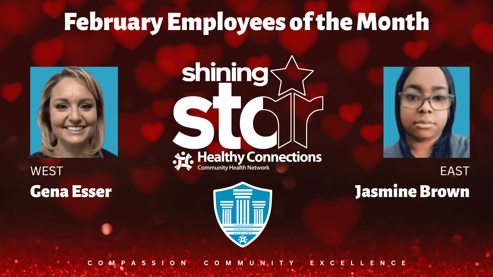 The February 2023 Healthy Connections Employees of the Month Gena Esser and Jasmine Brown.