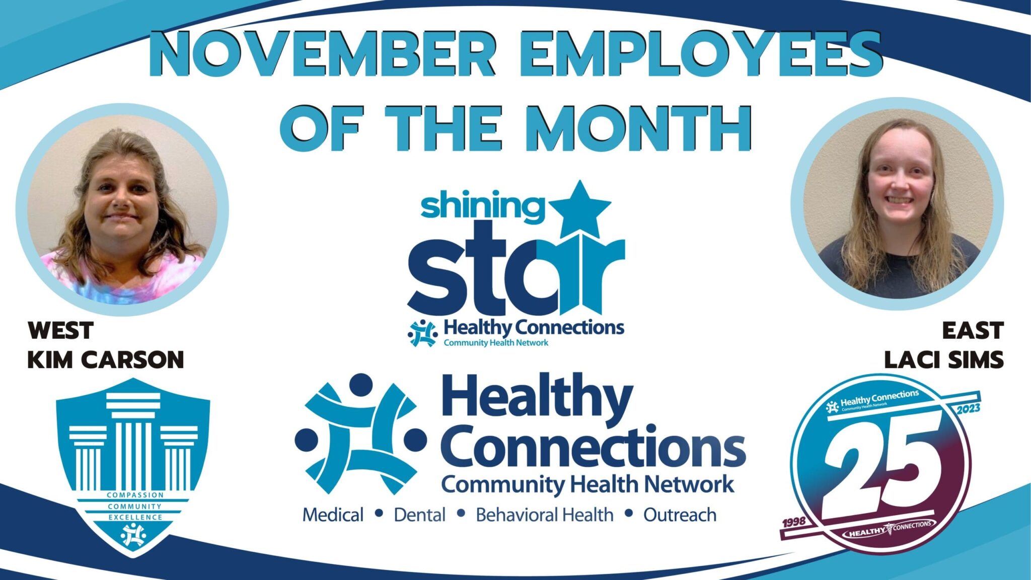 The November 2023 Healthy Connections Employees of the Month Kim Carson and Laci Sims.