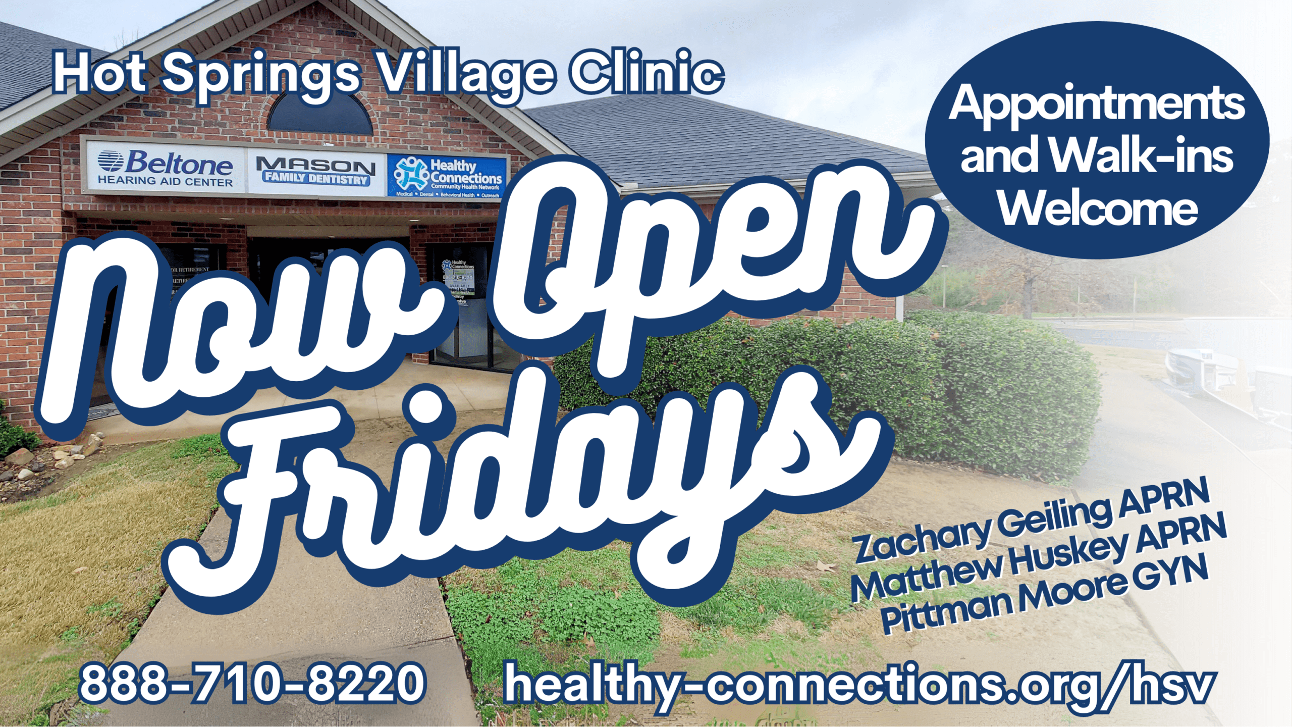 Healthy Connections' Hot Springs Village clinic is now open on Fridays