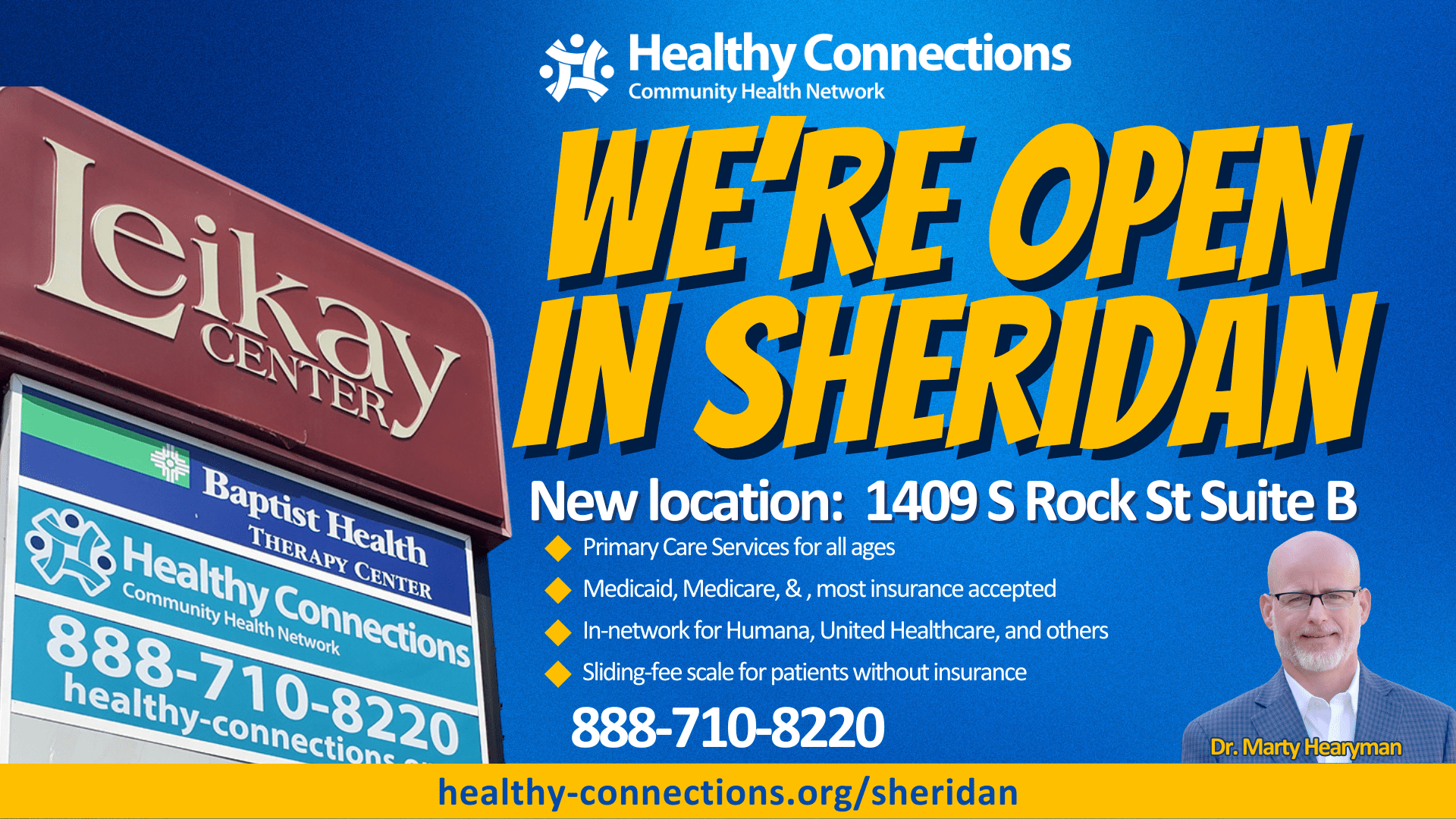 News announcement for Healthy Connections' new location opening in Sheridan.